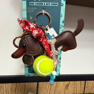 Piper K Dachshund Bag Charm keychain NEW